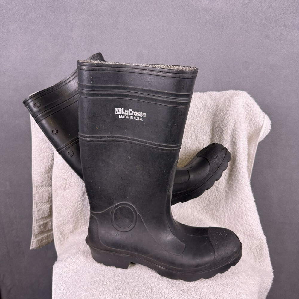 LaCrosse Men's Size 12 Black Rubber Boots Muck Hunting Work Made in USA